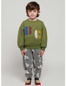 Детски памучен спортен панталон Bobo Choses в сиво с десен