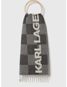 Вълнен шал Karl Lagerfeld в сиво с десен