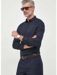 Риза Armani Exchange мъжка в тъмносиньо със стандартна кройка с класическа яка