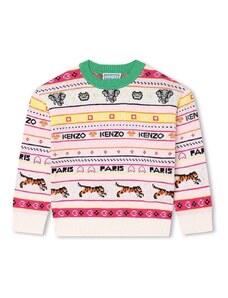 Детски пуловер с вълна Kenzo Kids в бежово