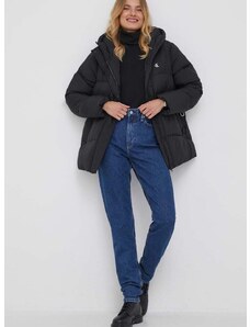 Яке Calvin Klein Jeans в черно зимен модел с уголемена кройка