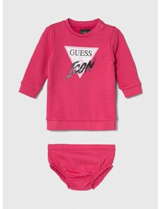 Детска рокля Guess в розово къса със стандартна кройка