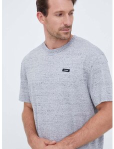 Памучна тениска Calvin Klein в сиво с изчистен дизайн