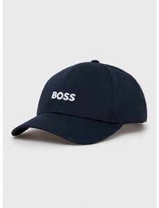 Памучна шапка с козирка BOSS в синьо с апликация 50495121