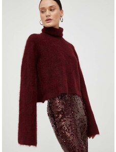 Вълнен пуловер Gestuz Manda дамски в бордо с поло