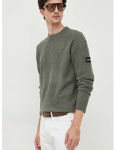 Пуловер с вълна Calvin Klein мъжки в зелено