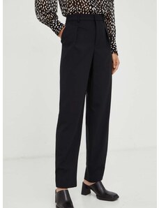 Панталон с вълна BA&SH в черно със стандартна кройка, с висока талия