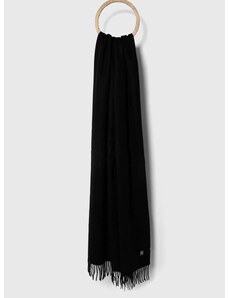 Вълнен шал Tommy Hilfiger в черно с изчистен дизайн AW0AW15349