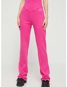 Памучен спортен панталон Chiara Ferragni в розово с изчистен дизайн