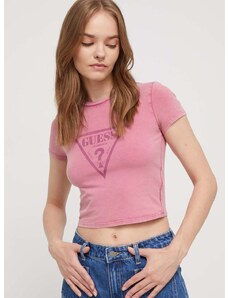 Тениска Guess Originals в розово с принт