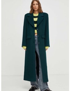 Вълнено палто Gestuz в зелено преходен модел