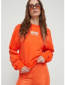 Памучен суичър Moschino Jeans в оранжево с принт