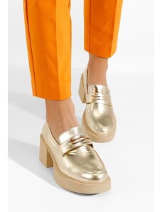 Zapatos Дамски мокасини на ток Agnessa златен