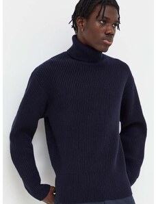 Вълнен пуловер Won Hundred мъжки в тъмносиньо с поло