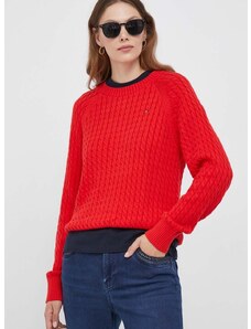 Памучен пуловер Tommy Hilfiger в червено WW0WW39906