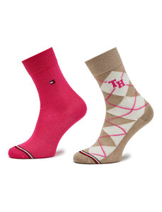 Комплект 2 чифта дълги чорапи детски Tommy Hilfiger 701224987 Sand/Pink Combo 002