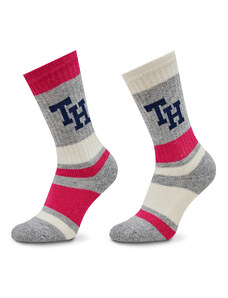 Комплект 2 чифта дълги чорапи детски Tommy Hilfiger 701224988 Pink Combo 002