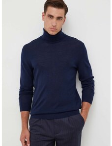 Вълнен пуловер Michael Kors мъжки в тъмносиньо от лека материя с поло