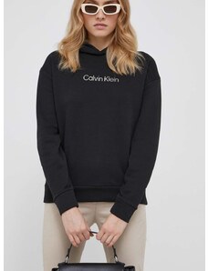 Суичър Calvin Klein в черно с качулка с принт
