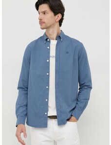 Памучна риза North Sails мъжка в синьо със стандартна кройка с яка с копче