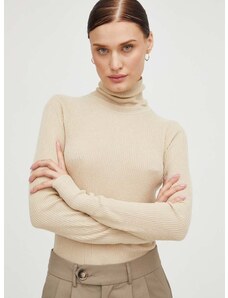 Пуловер By Malene Birger дамски в бежово от лека материя с поло