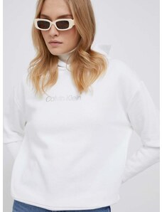 Суичър Calvin Klein в бяло с качулка с принт