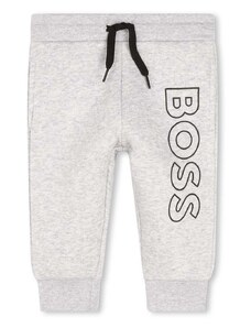 Детски спортен панталон BOSS в сиво с принт
