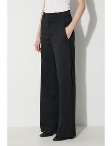 Панталон с вълна MM6 Maison Margiela в черно със стандартна кройка, с висока талия S62KB0178