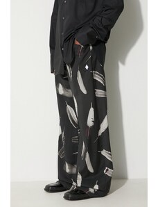 Вълнен панталон Marcelo Burlon Aop Wind Feathers в черно със стандартна кройка