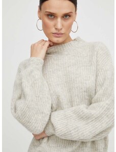 Пуловер с вълна American Vintage дамски в сиво от лека материя с ниско поло
