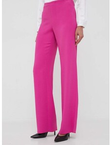 Панталон Emporio Armani в розово с широка каройка, със стандартна талия
