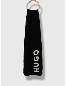 Вълнен шал HUGO в черно с изчистен дизайн