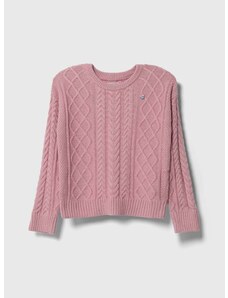 Детски пуловер с вълна Guess в розово от лека материя