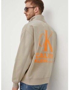 Суичър Calvin Klein Jeans в бежово с принт