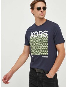 Памучна тениска Michael Kors в тъмносиньо с принт