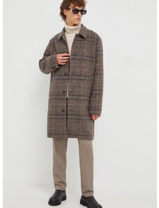 Вълнено палто Les Deux в кафяво преходен модел с уголемена кройка