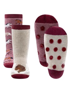 EWERS Къси чорапи екрю / кафяво / винено червено / пастелно червено