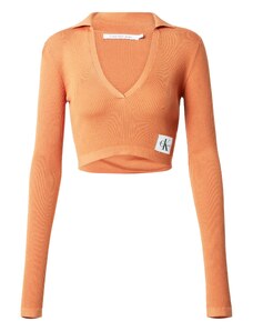 Calvin Klein Jeans Пуловер оранжево / бяло