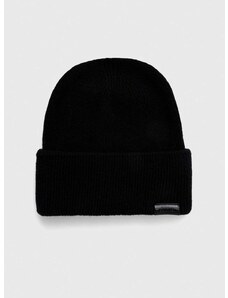 Вълнена шапка Calvin Klein в черно с фина плетка от вълна