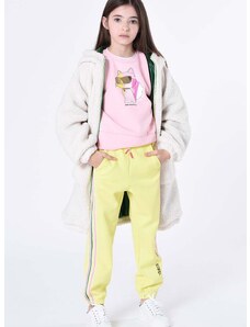 Детски спортен панталон Karl Lagerfeld в жълто с апликация