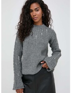 Пуловер с вълна Beatrice B дамски в сиво от топла материя