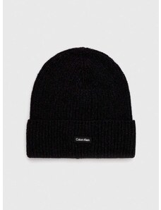 Вълнена шапка Calvin Klein в черно от вълна
