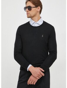 Вълнен пуловер Polo Ralph Lauren мъжки в черно