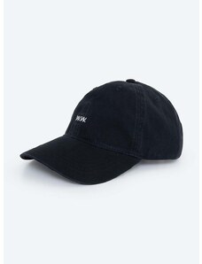 Памучна шапка с козирка Wood Wood Low Low profile twill cap в черно с изчистен дизайн 12110804.7083