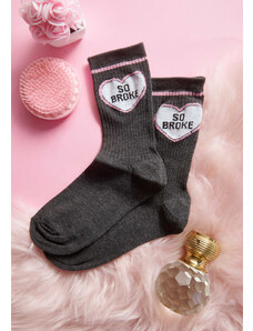 Comfort Дамски чорапи със сърце и лого - Антрацит
