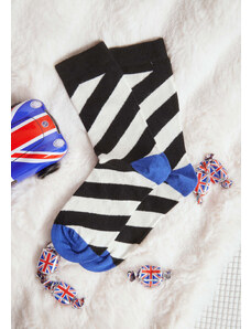 Comfort Дамски чорни и бели чорапи с райета - Черно и бяло