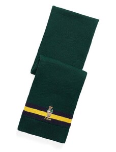 Детски памучен шал Polo Ralph Lauren в зелено с апликация