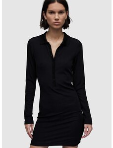 Рокля AllSaints WD014Z HOLLY DRESS в черно къса с кройка по тялото