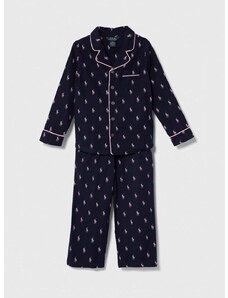 Детска памучна пижама Polo Ralph Lauren в тъмносиньо с десен