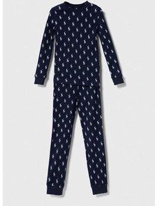 Детска памучна пижама Polo Ralph Lauren в тъмносиньо с десен